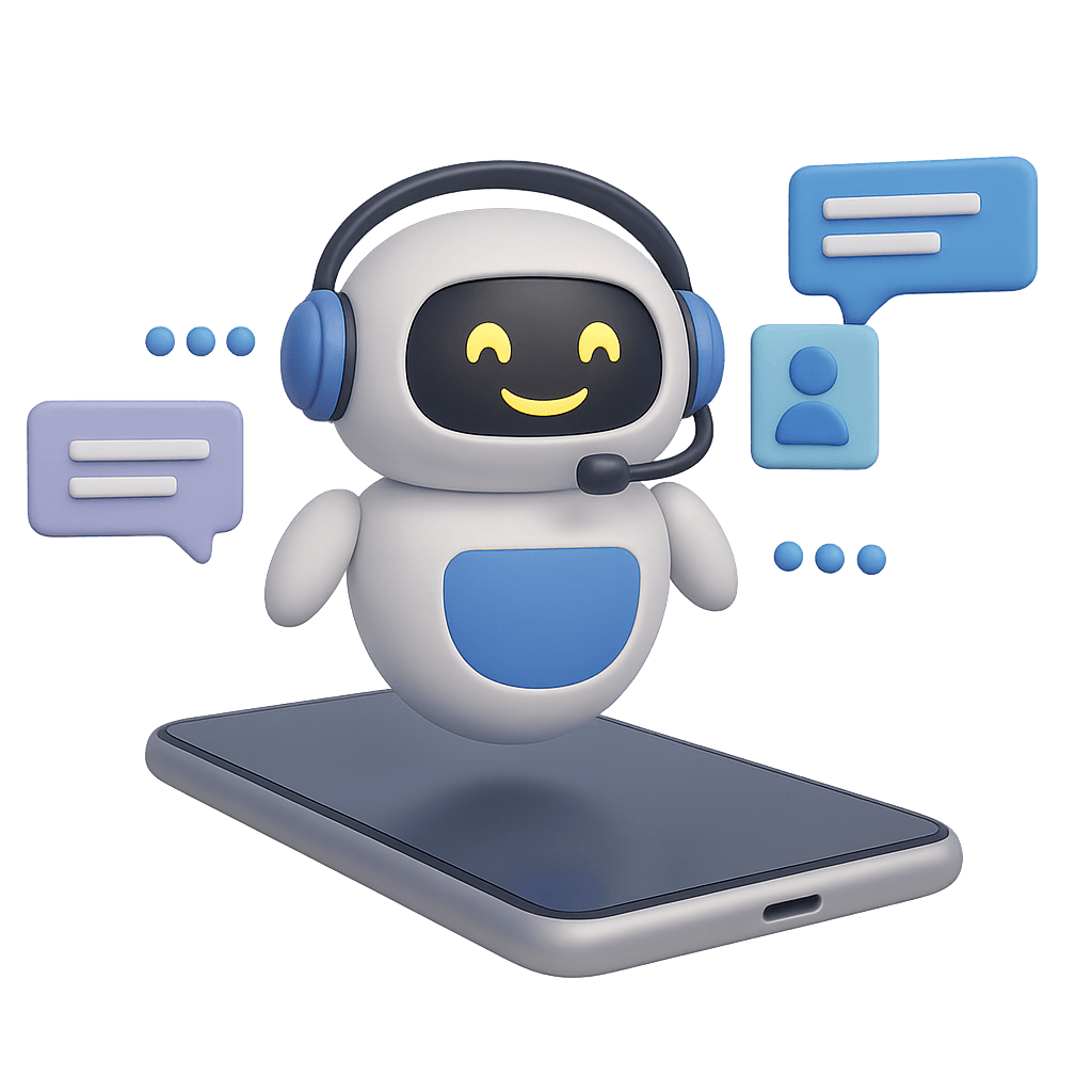 Chatbot image flying over a phone